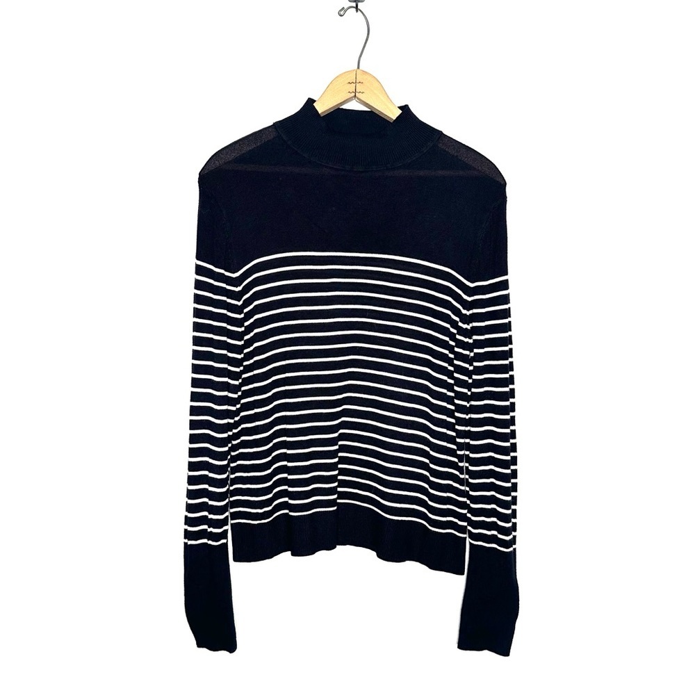 ASOS | Navy Blue and White Striped Mock Neck Sweater Size 16